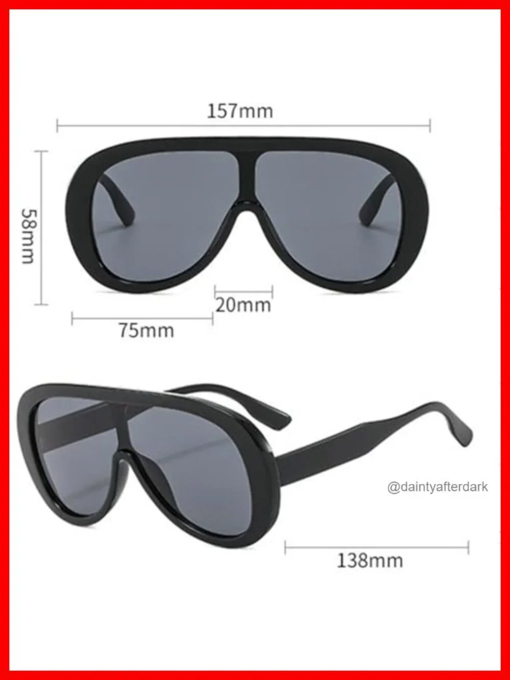 Oversized Pilot Sunglasses Women Fashion Big Frame Goggle Trendy Metal Frame